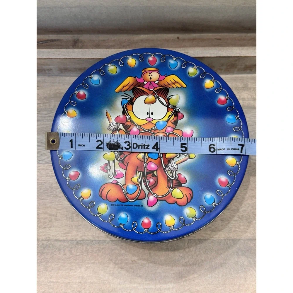 Vintage 1978 Garfield the Cat Tin Canister Christmas Lights Jim Davis‎ Holiday